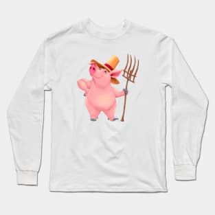 Farmer pig with tool Long Sleeve T-Shirt